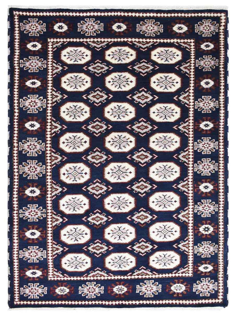 OPS OPSAF0119K0002 Hand Knotted Afghan Wool And Silk Oriental Indoor Area Rug, Black